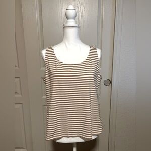 Talbots Brown and White Striped Tank Top size Petite XL